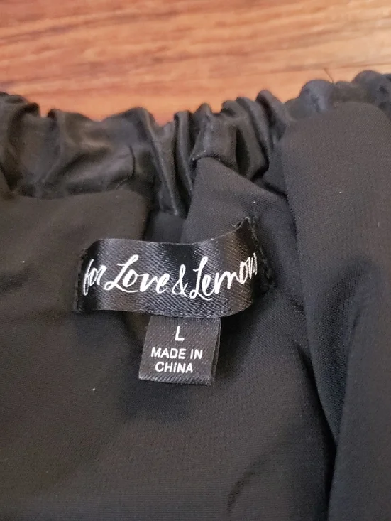 For Love And Lemons X Sachi Black Mini Dress Size Large Floral Jacquard - Picture 3 of 6